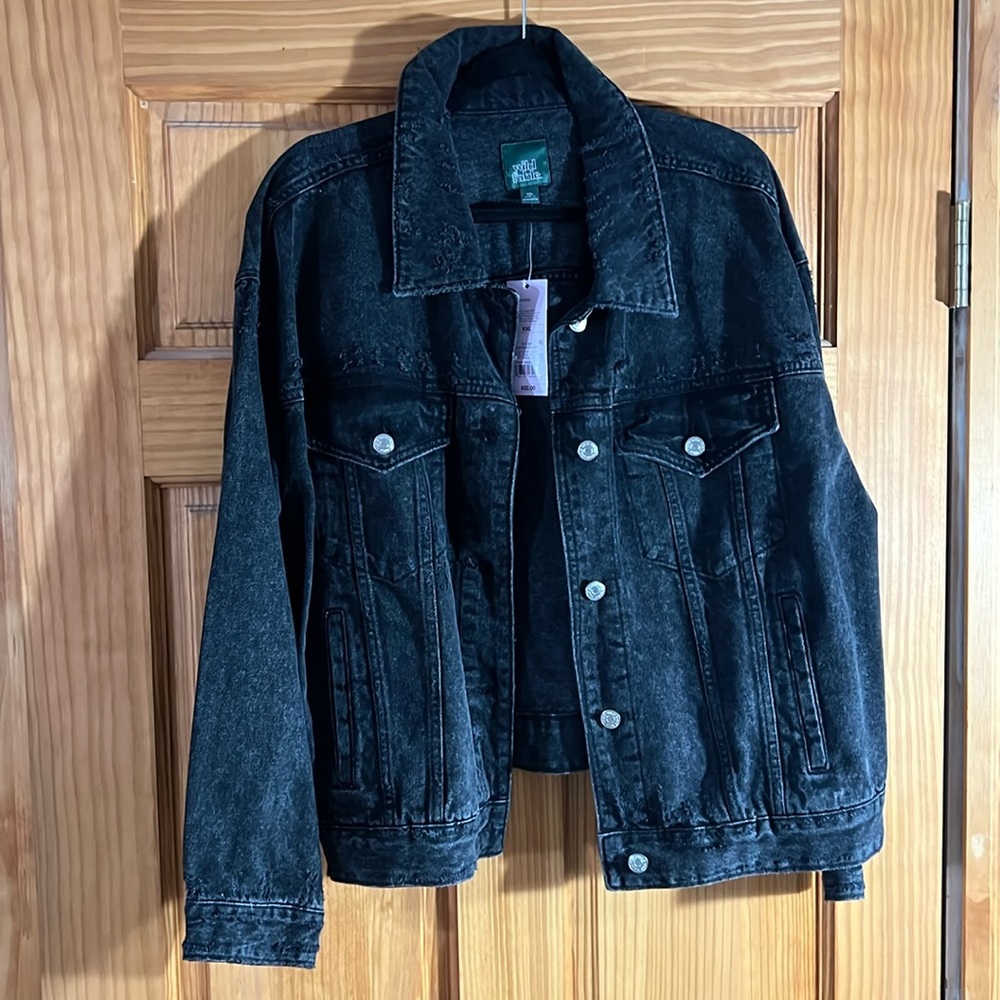 Oversized black denim jacket